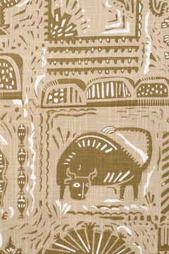 Udanti Printed Heavy Fabric And Curtains (Taupe)