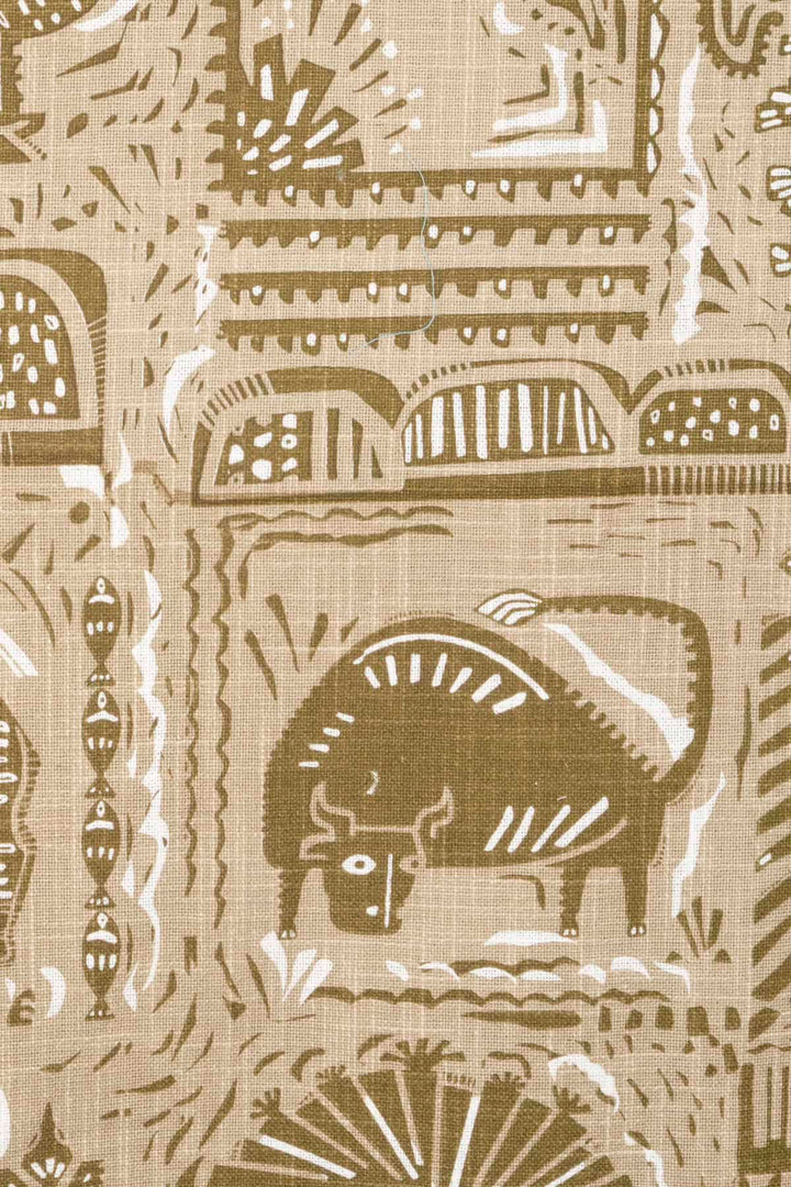 PRINT & PATTERN HEAVY FABRICS Udanti Printed Heavy Fabric And Curtains (Taupe)