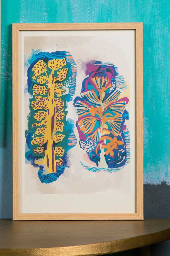 WALL ACCENTS Udanti Tree Pair Woodcut Wall Art (Artistic Teal)