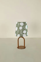 Ura Rose Gold Table Lamp with Senhur Leaf Taper Lampshade (Sage Green)