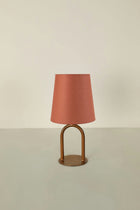 Ura Rose Gold Table Lamp with Solid Taper Lampshade (Rust Red)