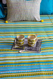 PRINT & PATTERN BEDCOVERS Valli Pure Cotton Bedcover (Olive Green And Teal)