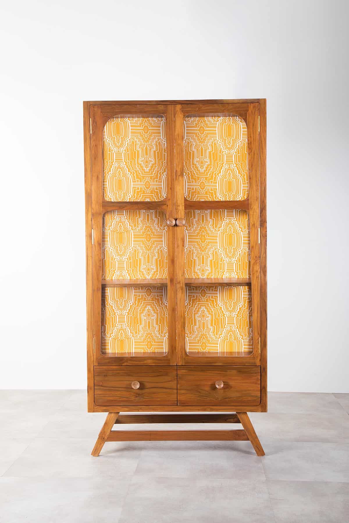 Vitrina Teak Wood Cabinet