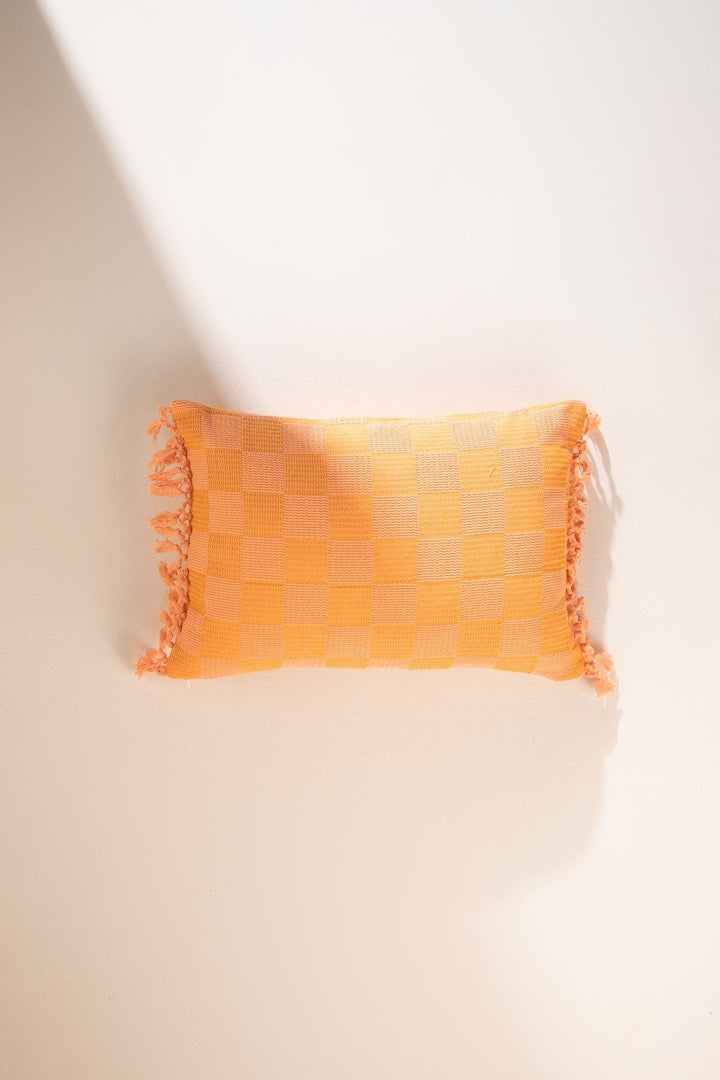 SOLID & TEXTURED CUSHIONS Waffle Sunset Peach Cushion Cover (36 Cm X 50 Cm)