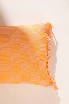 SOLID & TEXTURED CUSHIONS Waffle Sunset Peach Cushion Cover (36 Cm X 50 Cm)