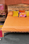 SOLID & TEXTURED BEDCOVERS Waffle Woven Cotton Bedcover (Sunset Peach)