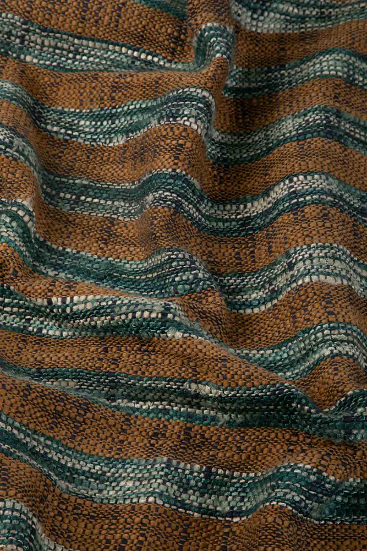 Waterfall Tweed Ocher Blue Upholstery Fabric