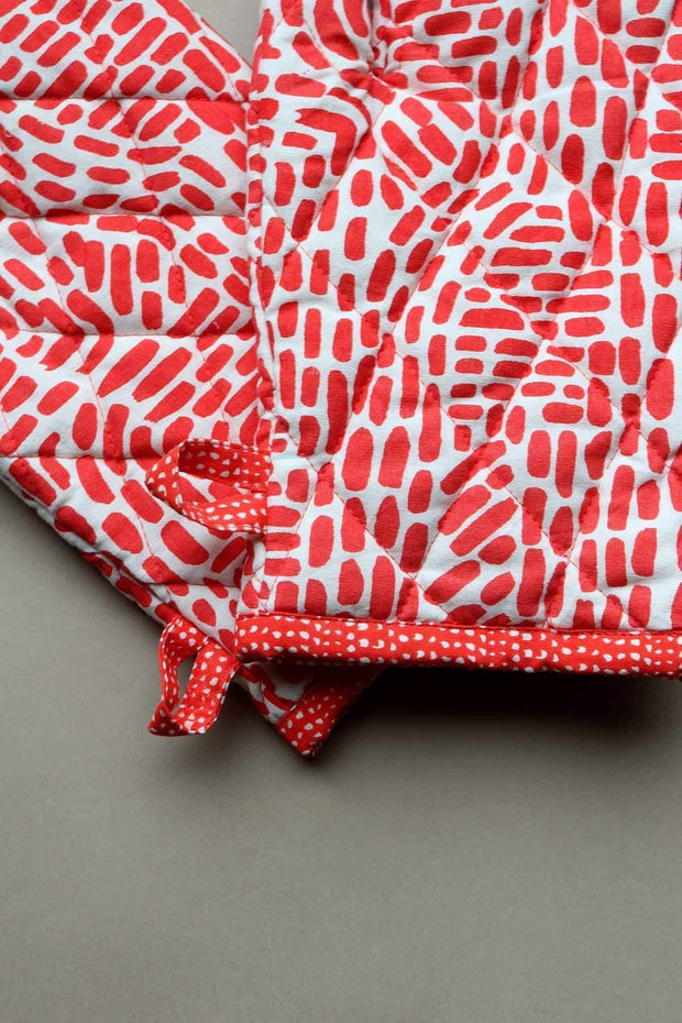 KITCHEN LINEN Waymore Coral Oven Mitt (Set Of 2)