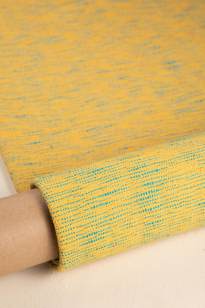 SOLID & TEXTURED UPHOLSTERY FABRICS Wheatfield Ochre Yellow Tweed Upholstery Fabric