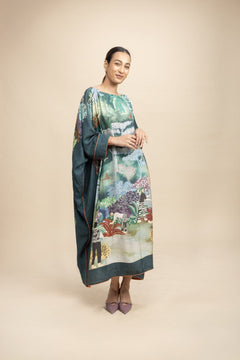 Whisper Of The Wilderness Kaftan Dress (Nightsky Teal)