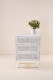 BEDSIDE TABLES Wicker Chest White Wash Bedside Table