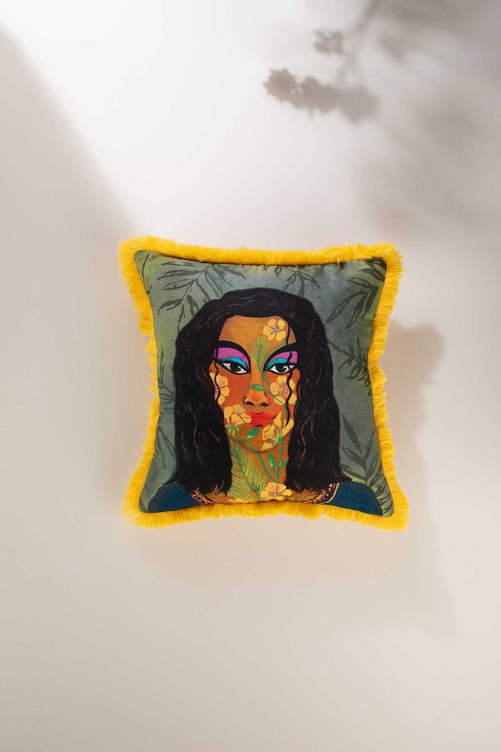 PRINT & PATTERN CUSHIONS Wild Child Yellow Flower Cushion Cover (46 Cm X 46 Cm)