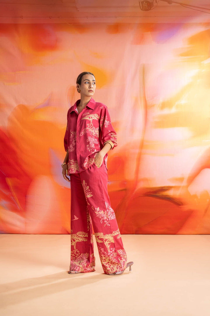 BOTTOMS Wilderness Song Flared Pants (Sangria Red)