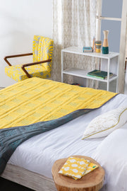 QUILT Wireframe Quilted Bedcover (Green Yellow)