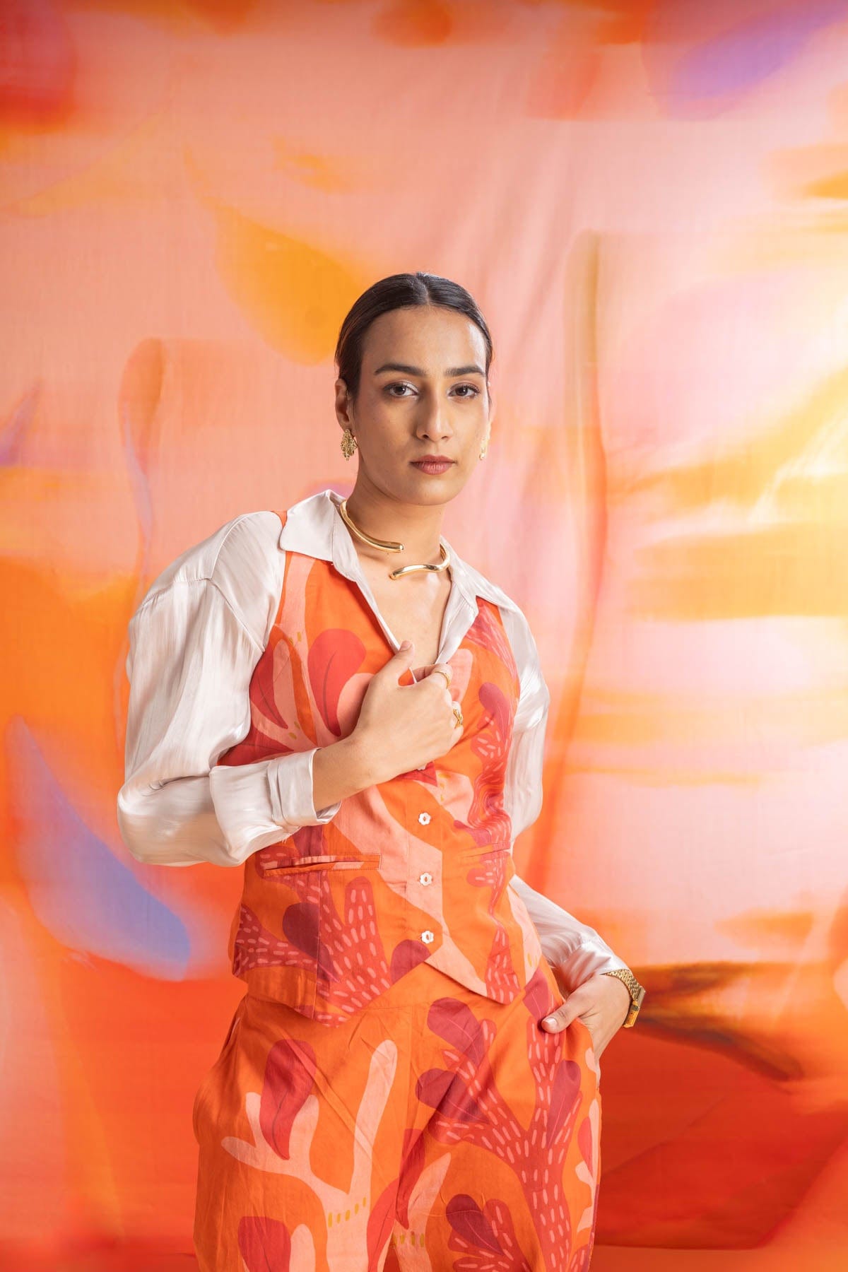 TOPS Wonderland Waistcoat (Chilly Orange)