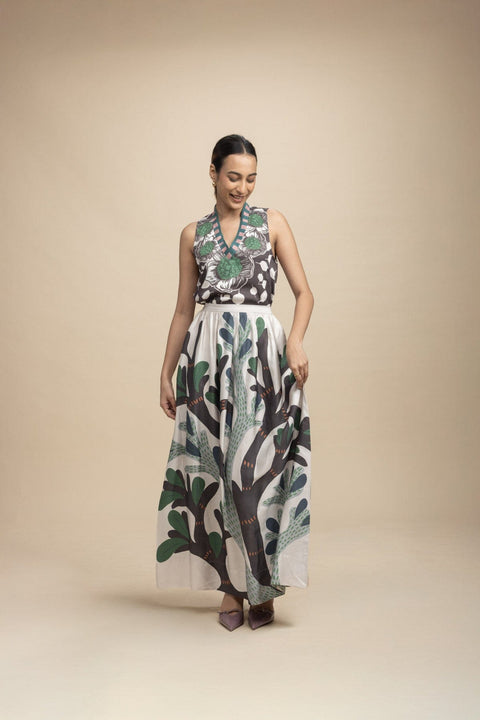 BOTTOMS Wonderland Midi Skirt (Champagne Grey)