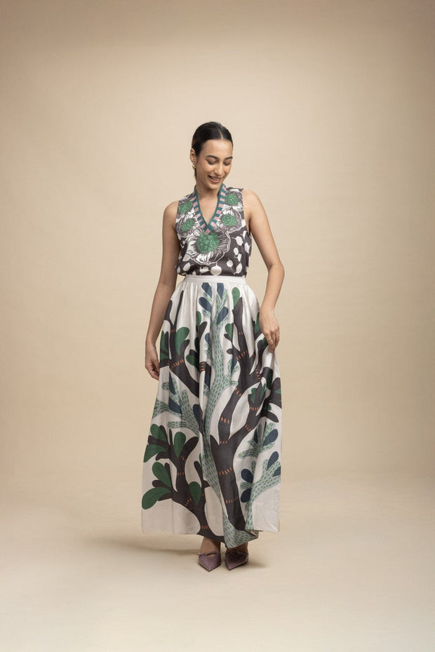 BOTTOMS Wonderland Midi Skirt (Champagne Grey)