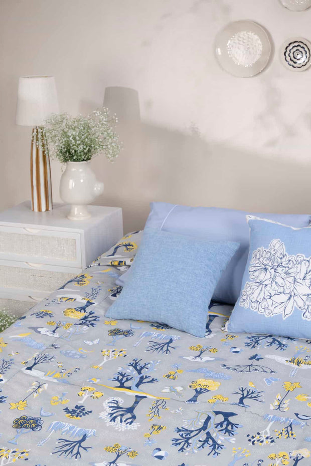 PRINT & PATTERN BEDCOVERS Wonderland Pure Cotton Bedcover (Grey)