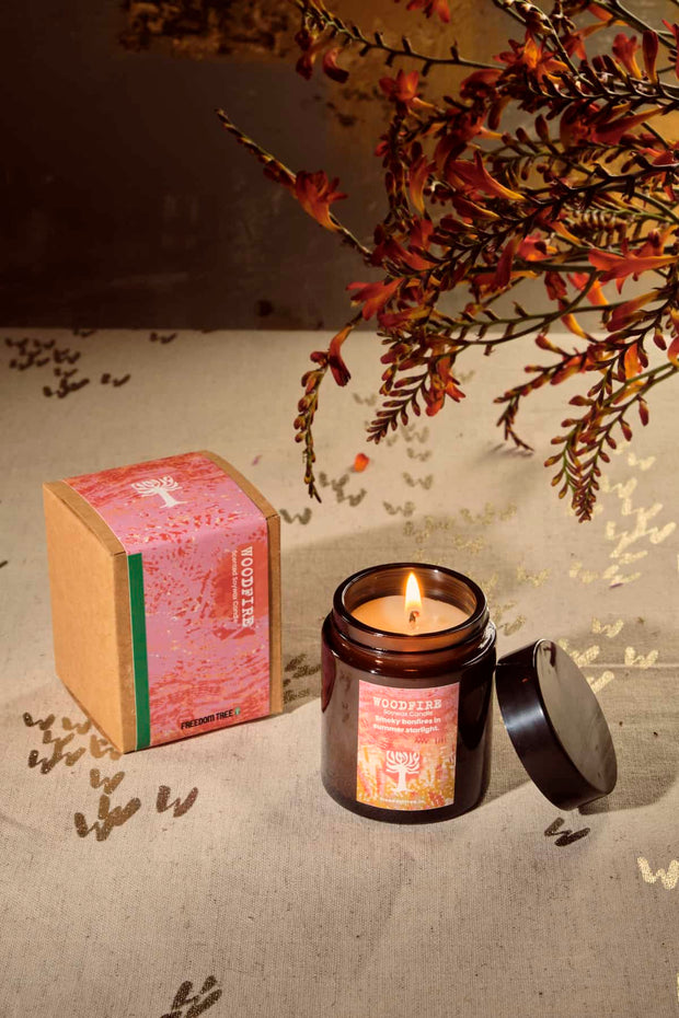 SCENTED CANDLES Woodfire Natural Soy Wax Scented Candle (200 ML)
