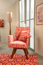 Wrap Accent Chair in Landfall Ogee Mineral Red Fabric