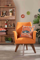 Wrap Accent Chair in Raffia Ginger Orange Fabric