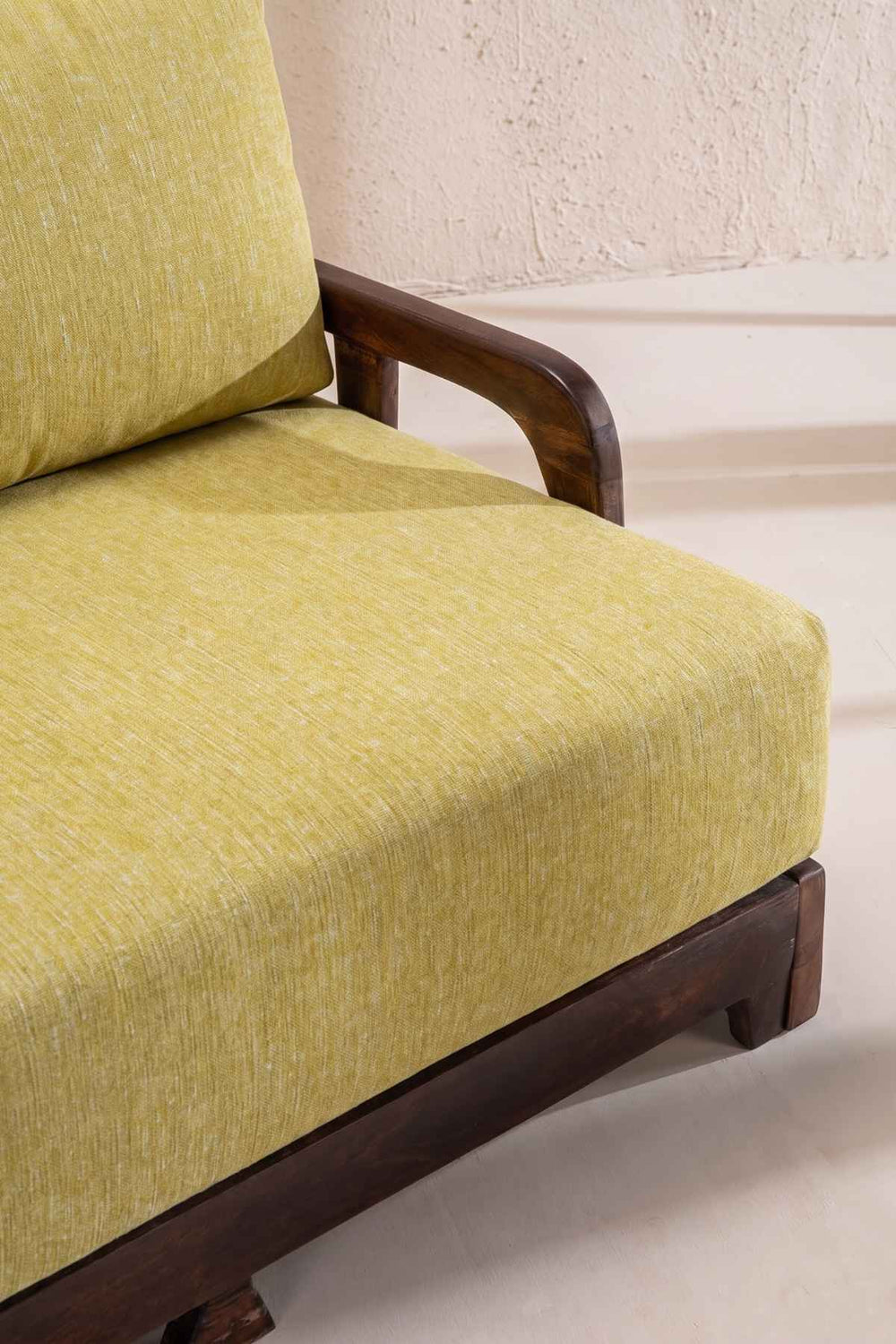 Upholstered Bundle Cabana Lattice Sofa in Solid Twisted Herbal Green Fabric