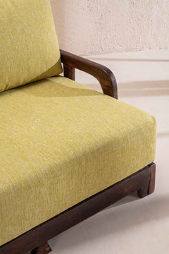 Upholstered Bundle Cabana Lattice Sofa in Solid Twisted Herbal Green Fabric