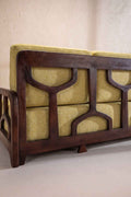 Upholstered Bundle Cabana Lattice Sofa in Solid Twisted Herbal Green Fabric