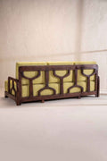 Upholstered Bundle Cabana Lattice Sofa in Solid Twisted Herbal Green Fabric