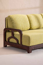 Cabana Lattice Sofa in Solid Twisted Herbal Green Fabric
