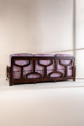 Upholstered Bundle Cabana Lattice Sofa in Riverfront Toile Fabric