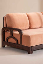 Cabana Lattice Sofa in Peach Velvet Fabric