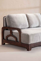 Cabana Lattice Sofa in Silver Velvet Fabric