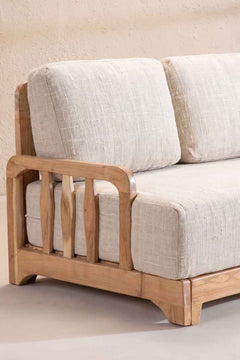 Upholstered Bundle Cabana Linear Sofa in Raffia Ecru Fabric
