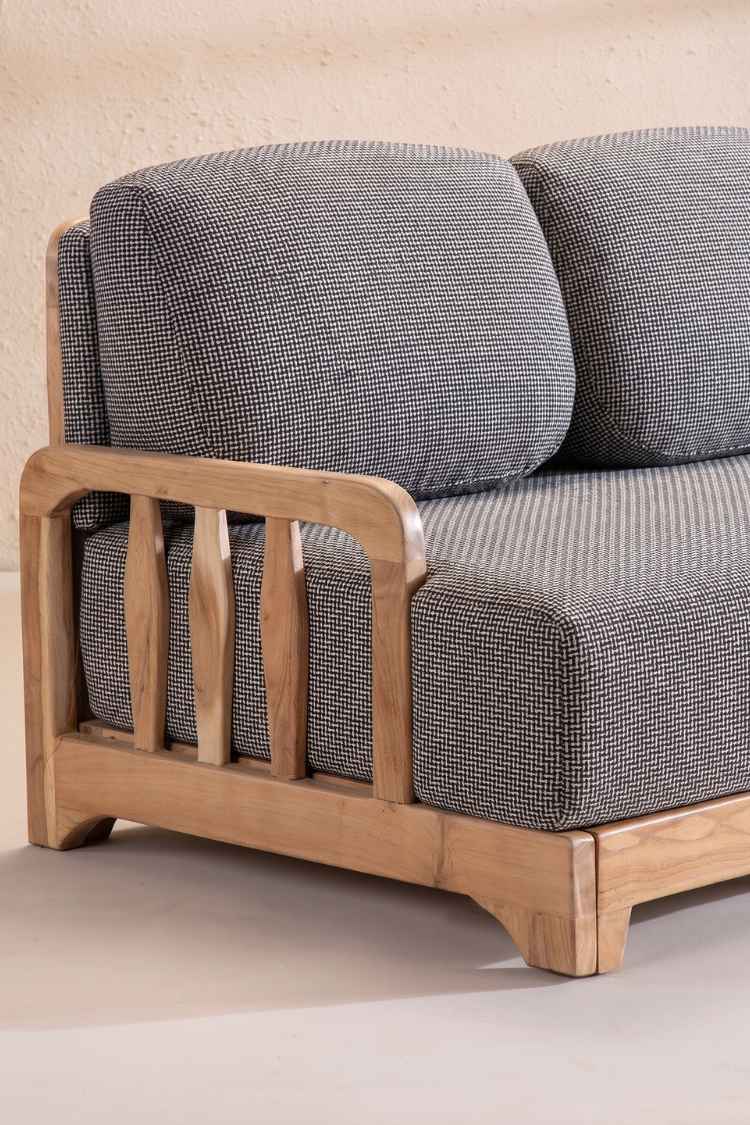 Upholstered Bundle Cabana Linear Sofa in Nilgiri Black & White Fabric