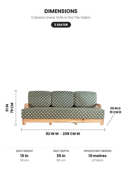 Upholstered Bundle Cabana Linear Sofa in Roz Tile Fabric
