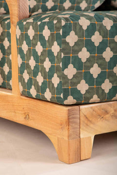 Upholstered Bundle Cabana Linear Sofa in Roz Tile Fabric