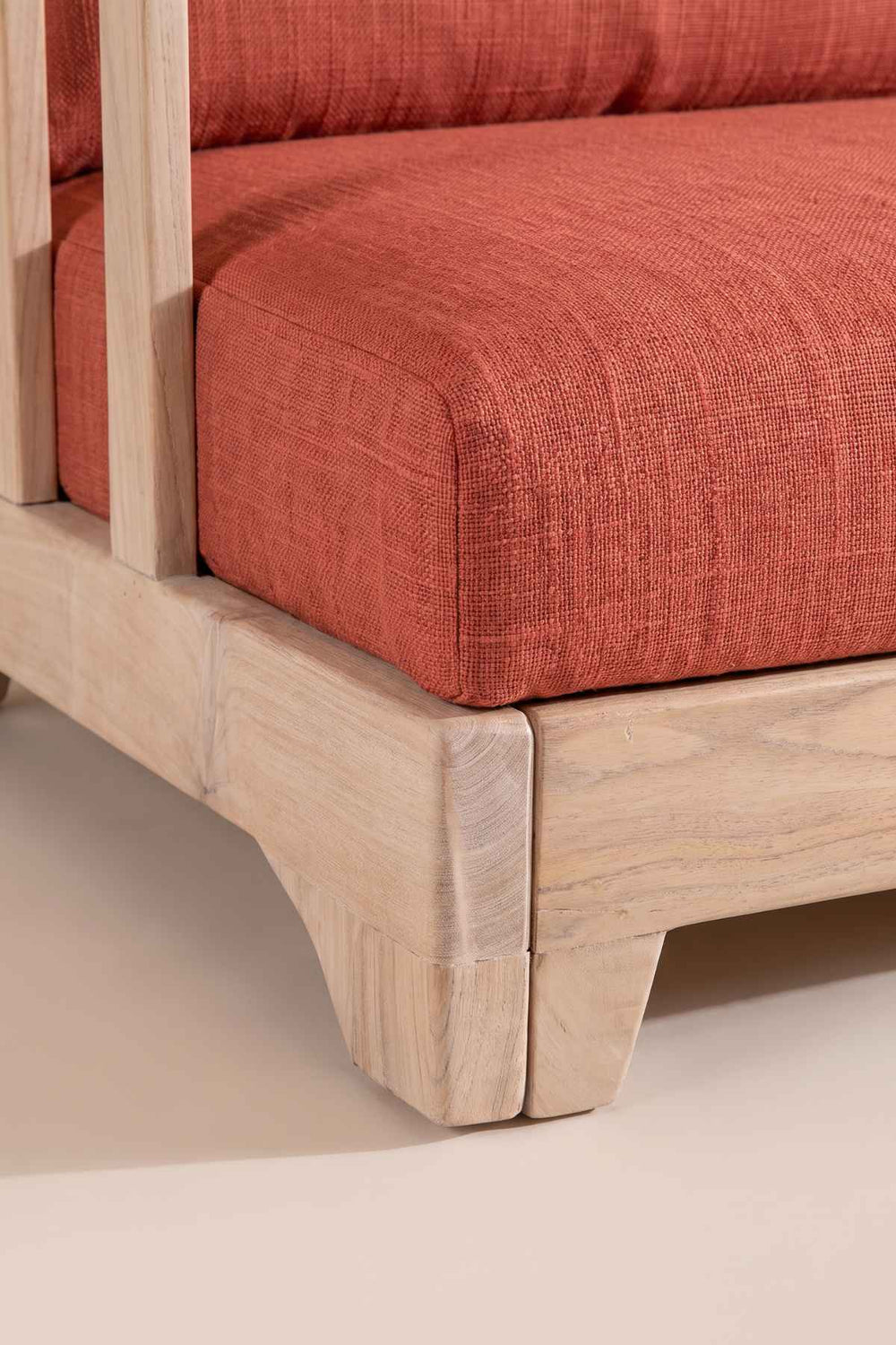 Upholstered Bundle Cabana Linear Sofa in Raffia Red Pepper Fabric
