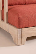 Upholstered Bundle Cabana Linear Sofa in Raffia Red Pepper Fabric