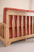 Upholstered Bundle Cabana Linear Sofa in Raffia Red Pepper Fabric