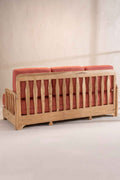 Upholstered Bundle Cabana Linear Sofa in Raffia Red Pepper Fabric