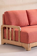 Upholstered Bundle Cabana Linear Sofa in Raffia Red Pepper Fabric