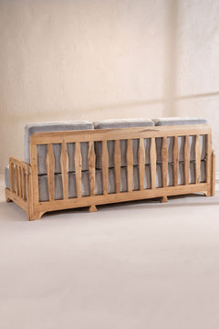 Upholstered Bundle Cabana Linear Sofa in Silver Velvet Fabric