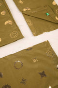 NAPKINS Celestial Stars Olive Gold Dinner Napkin (Set Of 4)