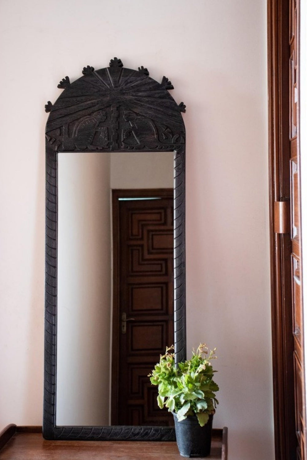 MIRRORS Monkii Palm Hand Carved Wall Mirror