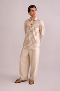 SHIRTS Checks Embroidered Full Sleeve Shirt (Oasis Tan)