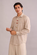 SHIRTS Checks Embroidered Full Sleeve Shirt (Oasis Tan)