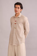 SHIRTS Checks Embroidered Full Sleeve Shirt (Oasis Tan)