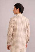 SHIRTS Checks Embroidered Full Sleeve Shirt (Oasis Tan)