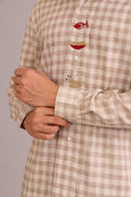 SHIRTS Checks Embroidered Full Sleeve Shirt (Oasis Tan)